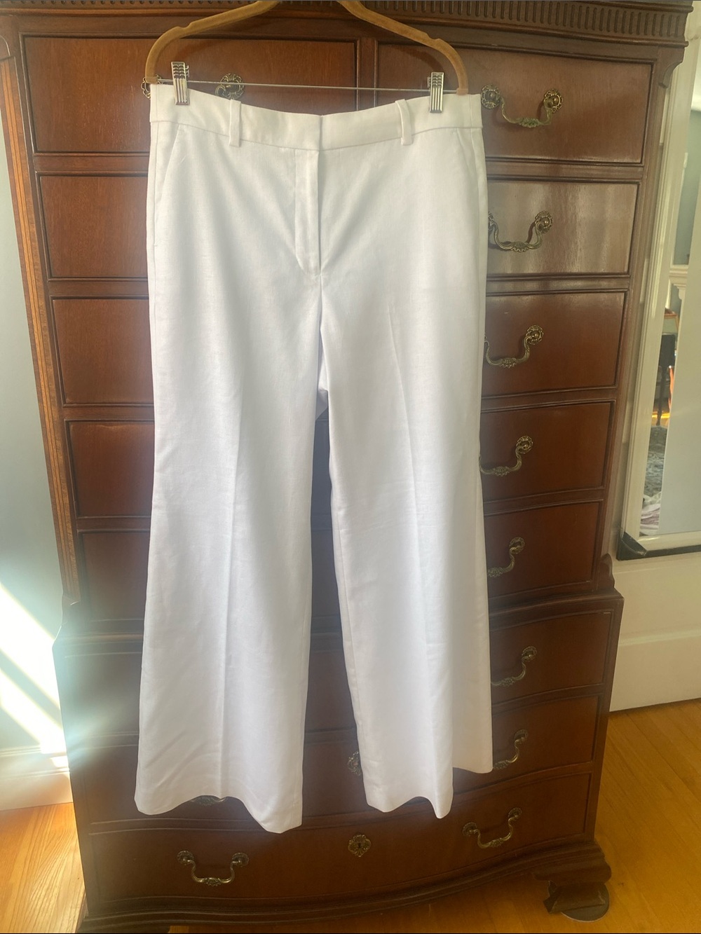 J. Crew White Wide-Leg Linen-Blend Fully lined Pants